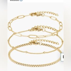 Chic Gold Bracelet Trio tarnish-resistant assorted chain bracelets